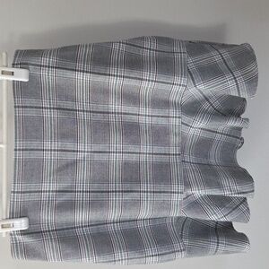 LOFT Black and White Plaid A-Line Skirt